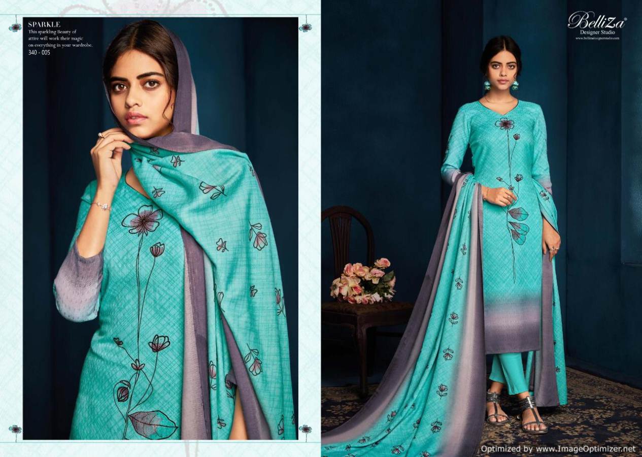 Belliza Present Sparkle Pure Pashmina Digital Printed Dress Material Catalogue