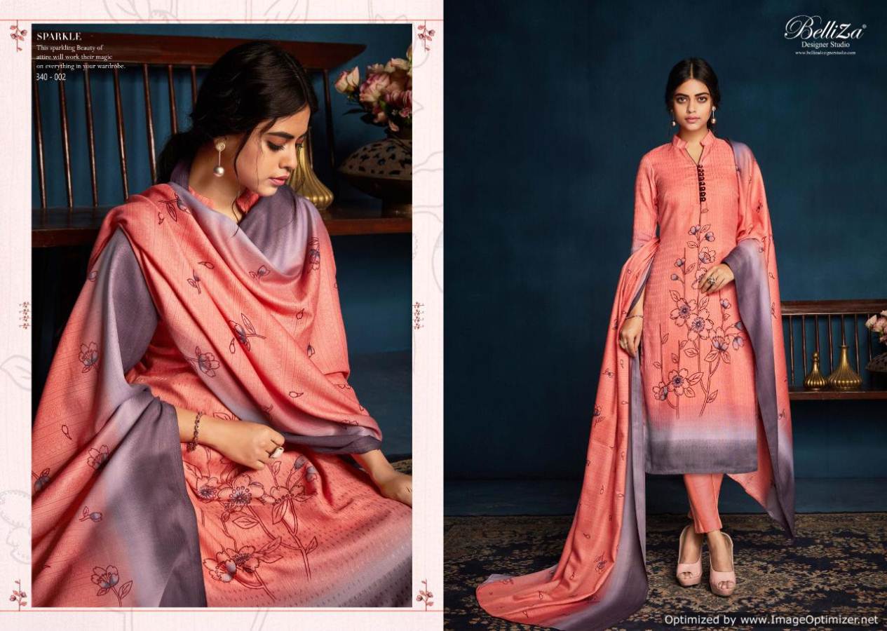 Belliza Present Sparkle Pure Pashmina Digital Printed Dress Material Catalogue
