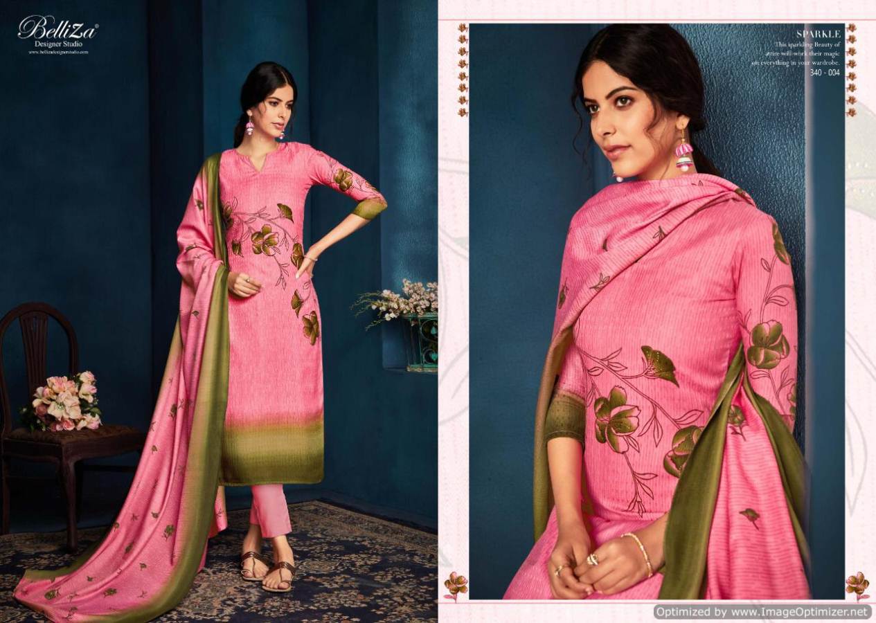 Belliza Present Sparkle Pure Pashmina Digital Printed Dress Material Catalogue