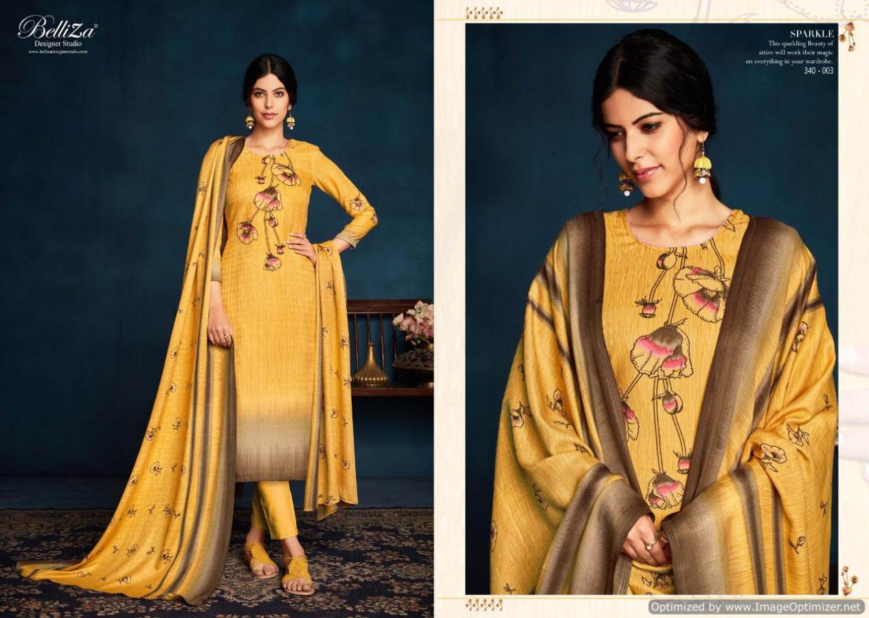 Belliza Present Sparkle Pure Pashmina Digital Printed Dress Material Catalogue