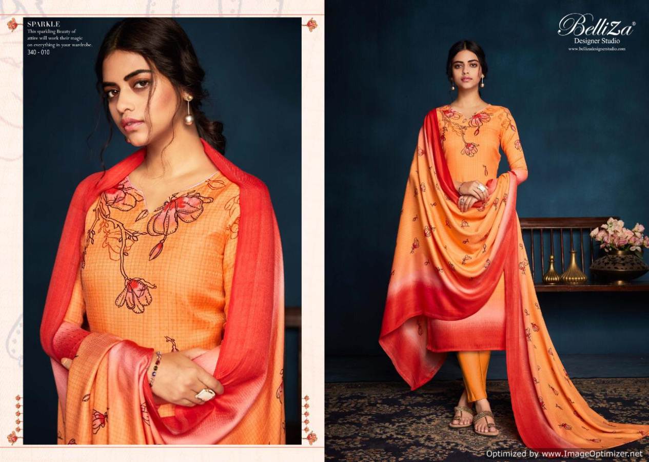 Belliza Present Sparkle Pure Pashmina Digital Printed Dress Material Catalogue