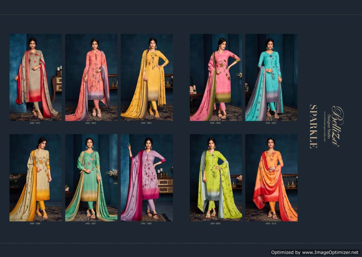 Belliza Present Sparkle Pure Pashmina Digital Printed Dress Material Catalogue