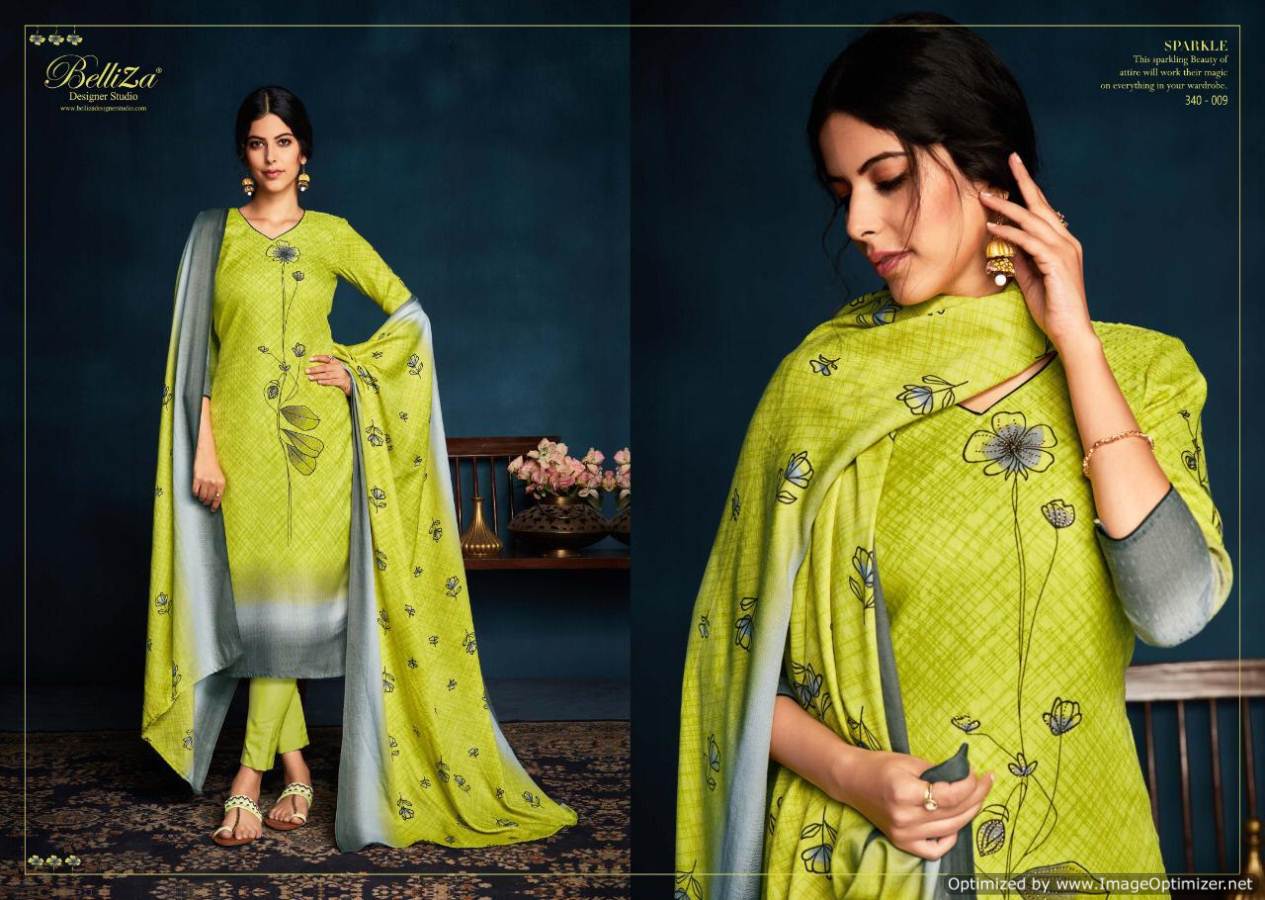 Belliza Present Sparkle Pure Pashmina Digital Printed Dress Material Catalogue