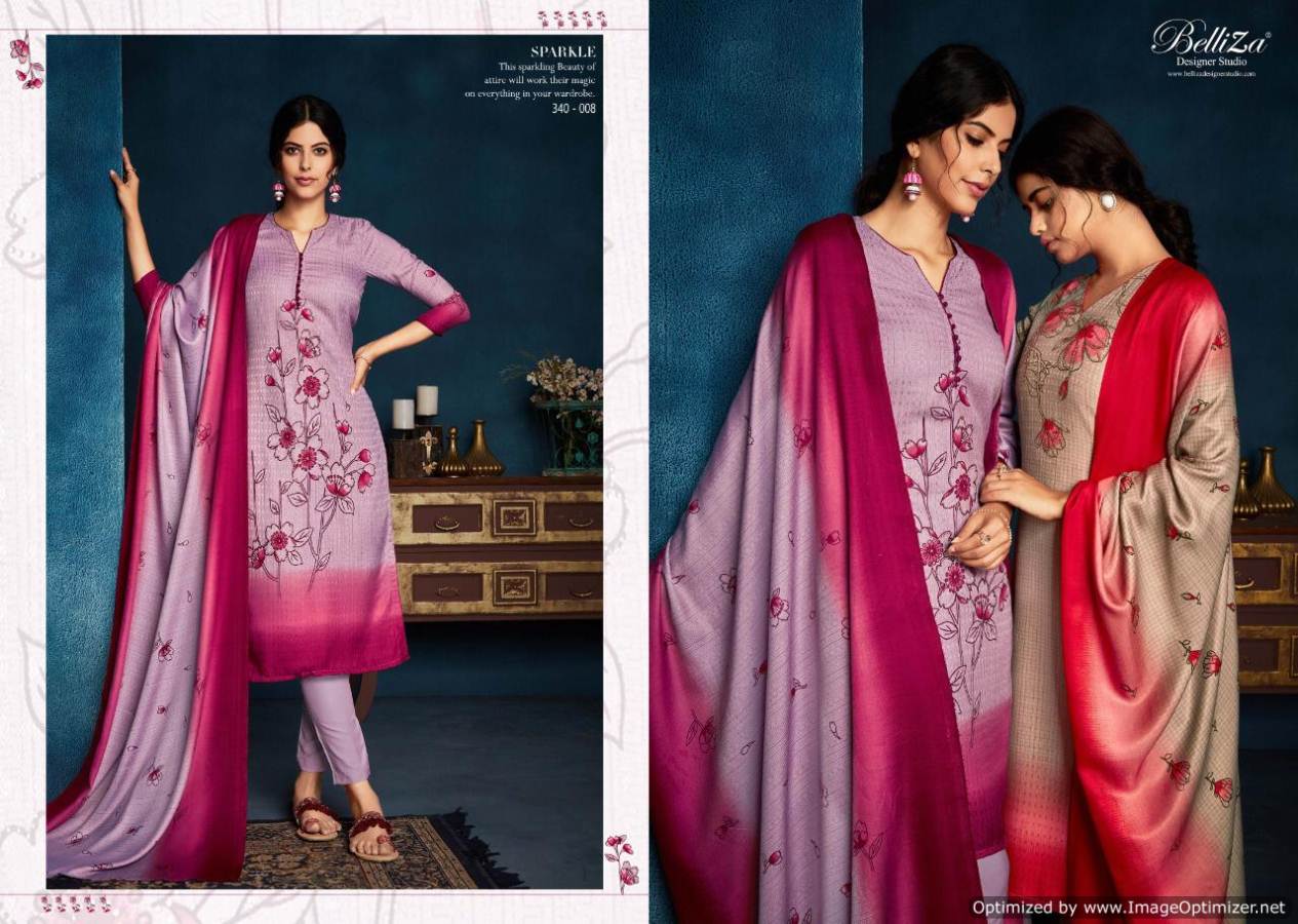 Belliza Present Sparkle Pure Pashmina Digital Printed Dress Material Catalogue
