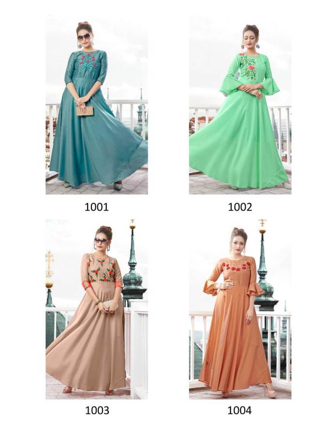 Ladies Flavour Present Diss Miss Nx Festival Wear Long Kurti Collection