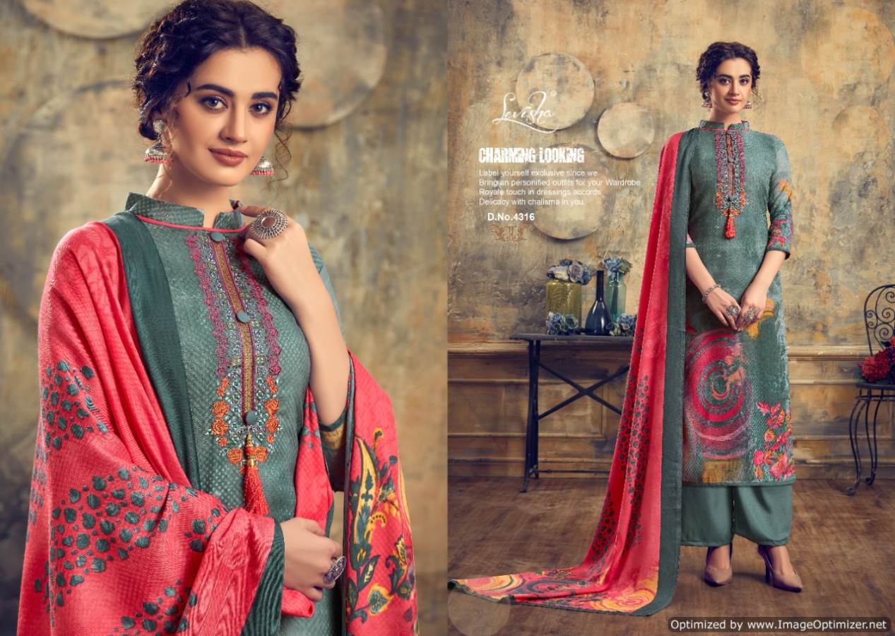Levisha Present  Zariya Pure Pashmina Printed Dress Material Collection.