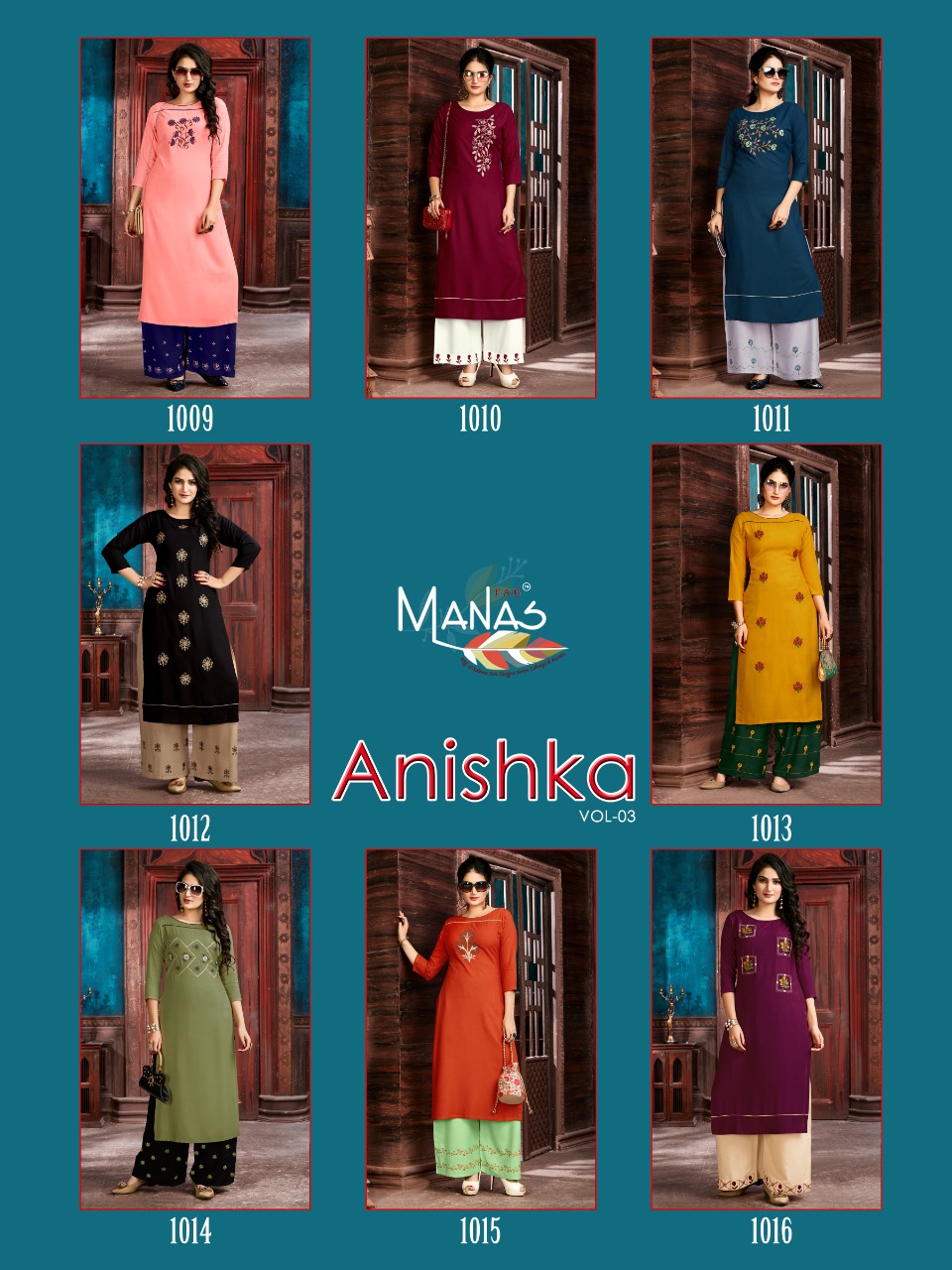 Manas Present Anishka Vol 3 Designers Festival Wear Kurtis And Plazzo Collection.