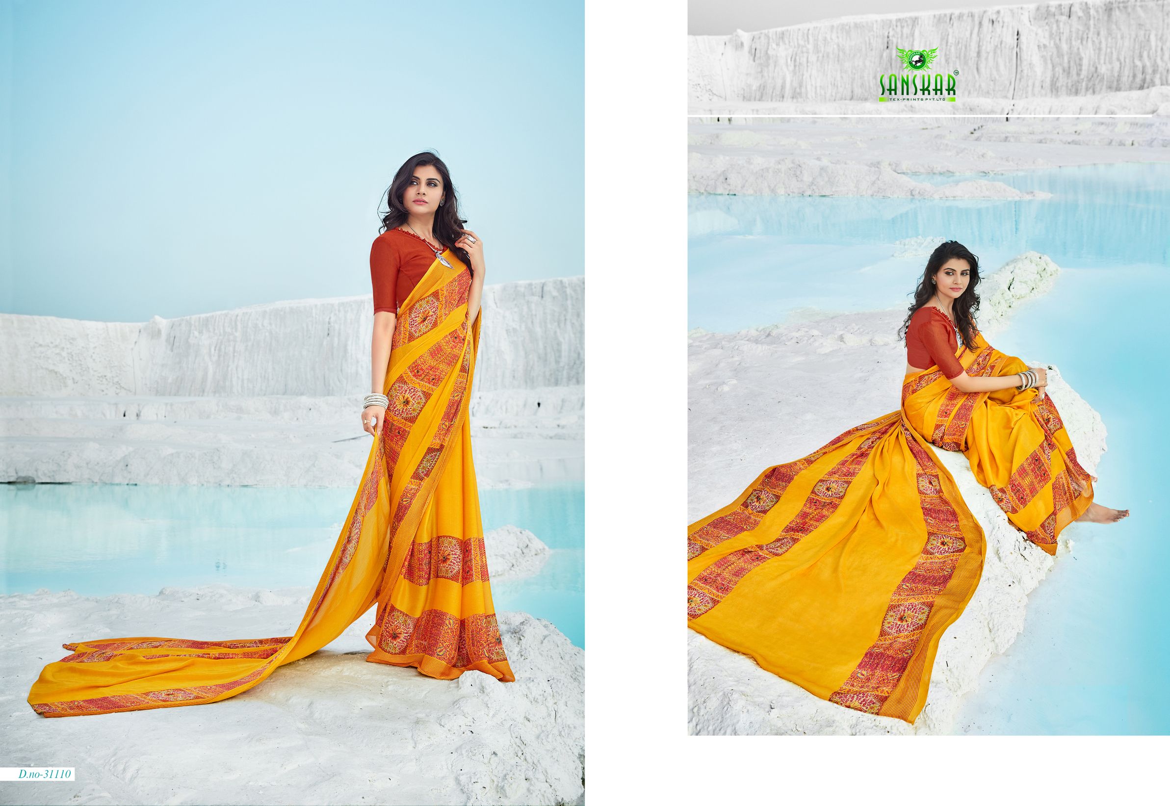 Sanskar Present Sunahari Casual Wear Printed Saree Collection