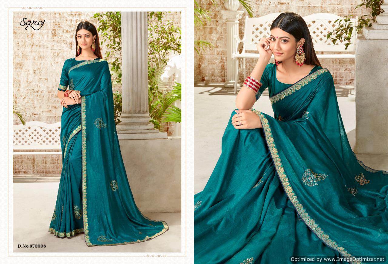 Saroj Silk Touch Designer Vichitra Silk Heavy Sarees Collection