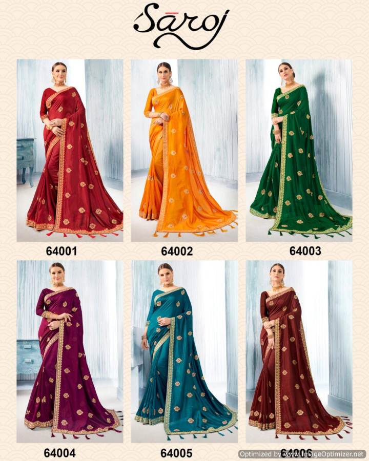 Saroj Present Deepika Festival Wear Vichitra Silk Saree Collection