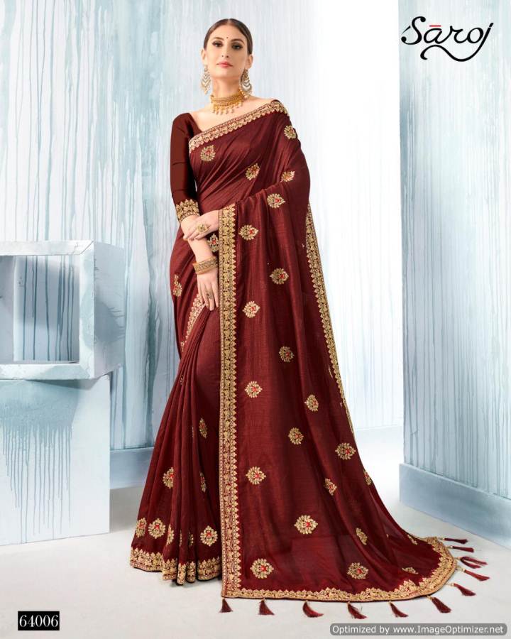 Saroj Present Deepika Festival Wear Vichitra Silk Saree Collection