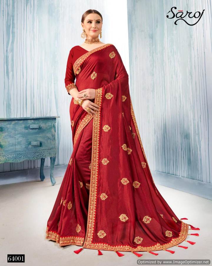 Saroj Present Deepika Festival Wear Vichitra Silk Saree Collection