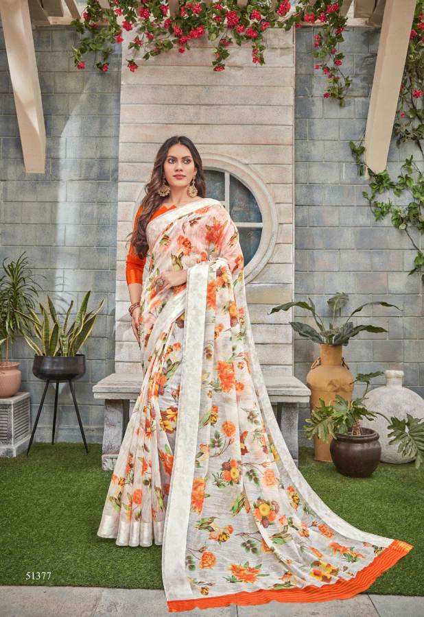 Shangrila By Flora Casual Wear Linen Sarees Catalogue