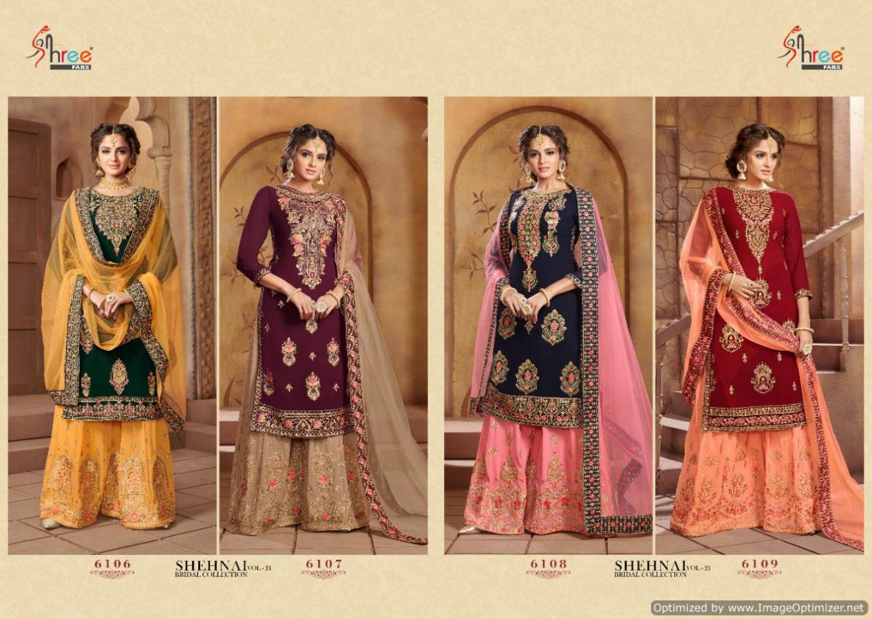 Shree Present Shehnai Bridal Vol 21 Wedding Wear Salwar Kameez Catalogue.