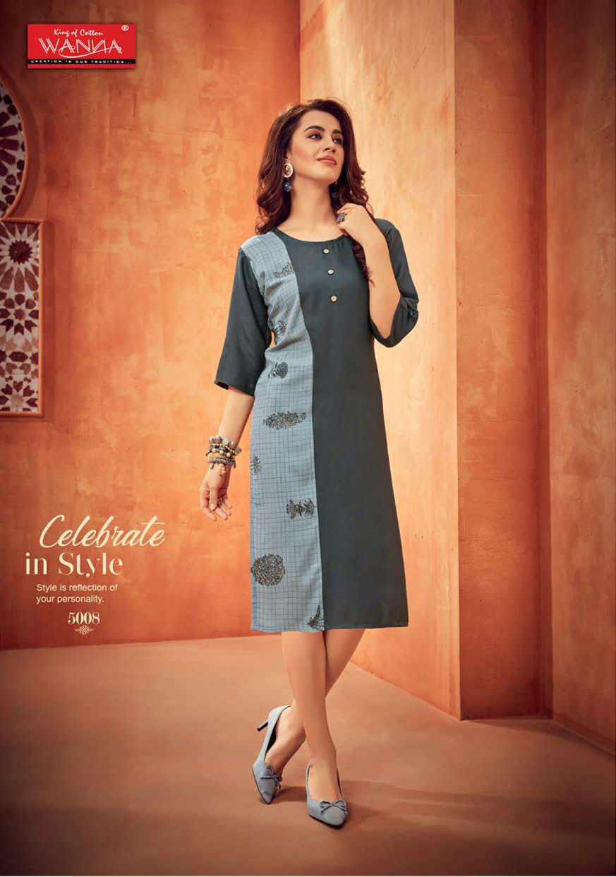 Wanna By Zoya Vol 5 Running Wear Printed Rayon Kurtis Catalogue.