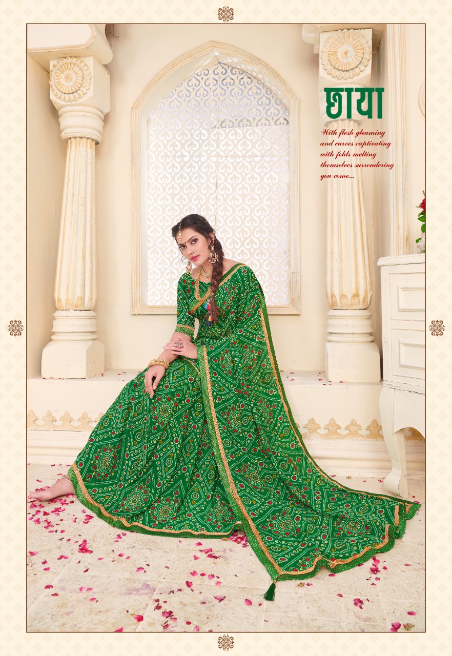 Kodas Present Bindiya Rennial Printed Leheriya Bandhani Style Sarees Catalogue