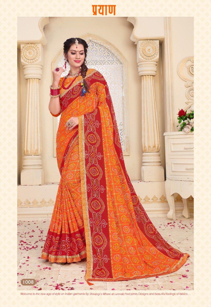 Kodas Present Bindiya Rennial Printed Leheriya Bandhani Style Sarees Catalogue