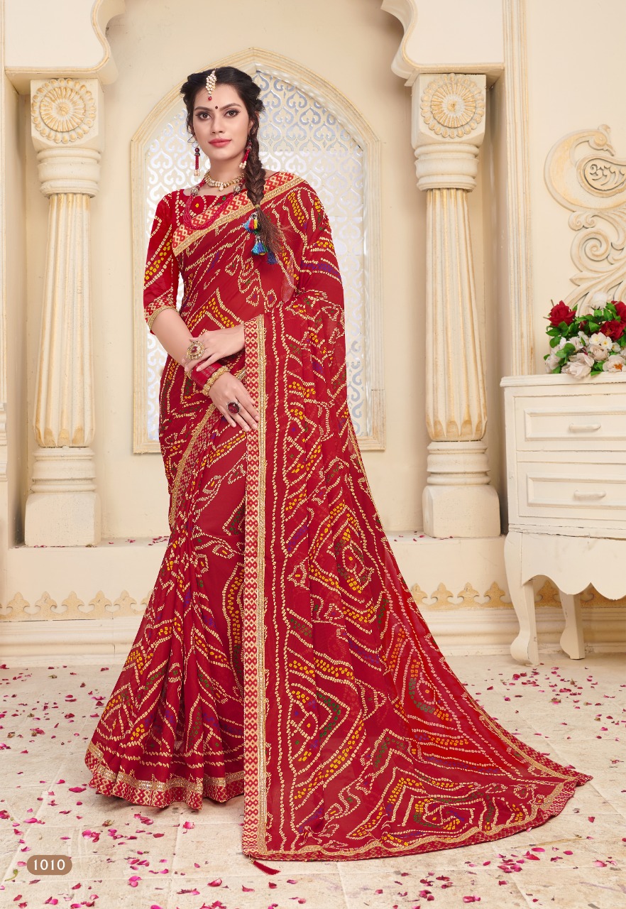 Kodas Present Bindiya Rennial Printed Leheriya Bandhani Style Sarees Catalogue