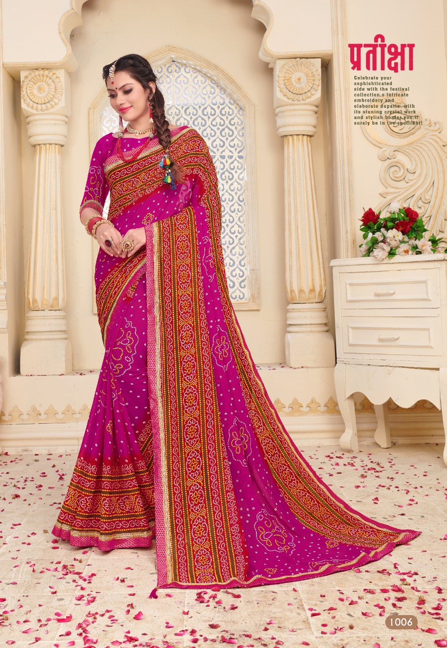 Kodas Present Bindiya Rennial Printed Leheriya Bandhani Style Sarees Catalogue