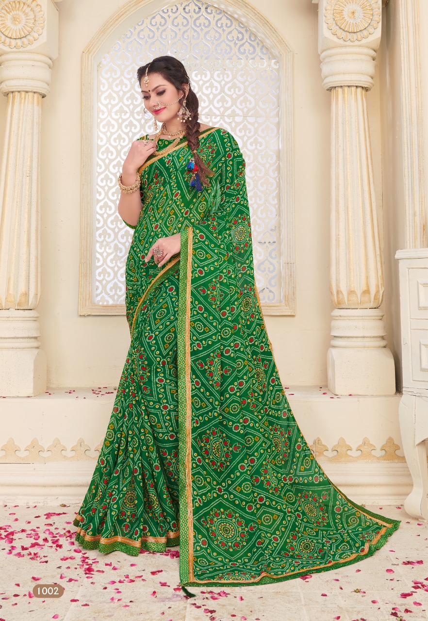 Kodas Present Bindiya Rennial Printed Leheriya Bandhani Style Sarees Catalogue