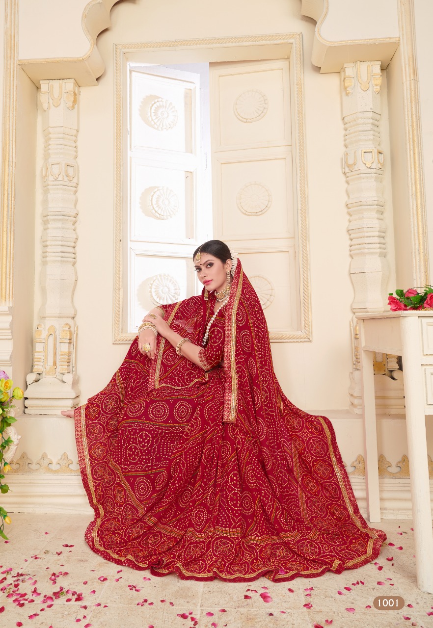 Kodas Present Bindiya Rennial Printed Leheriya Bandhani Style Sarees Catalogue