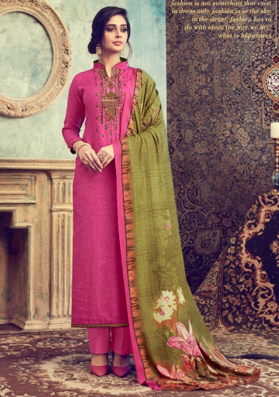 Fluence Pure Pashmina Winter Collection Of Dress Material.