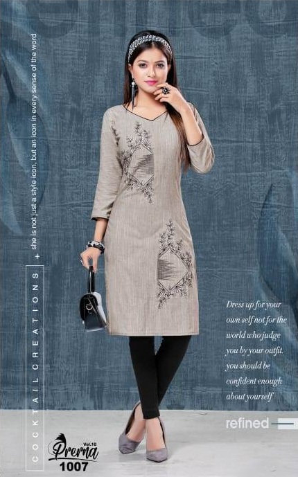 Kinti By Prerna Vol 10 Straight Cut Handloom Printed Kurtis Catalogue
