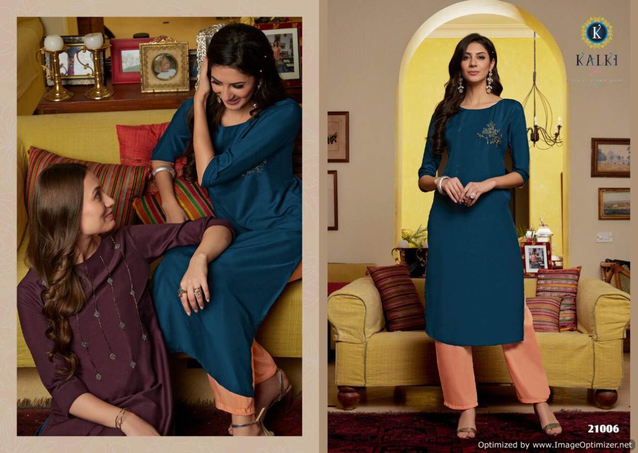 Kalki  Presents Sunheri 2 Pure Muslin Designer Kurtis With Bottom Collection