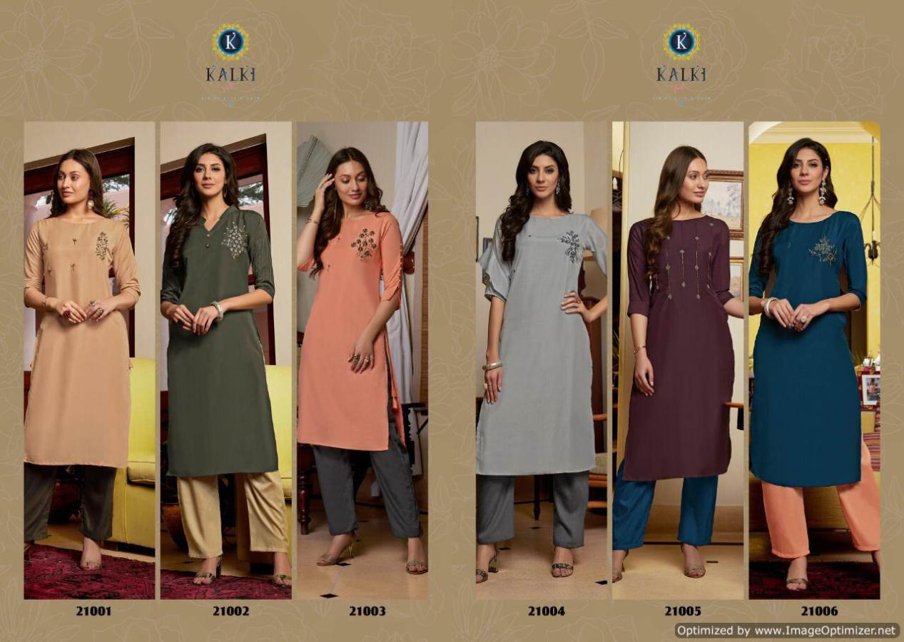 Kalki  Presents Sunheri 2 Pure Muslin Designer Kurtis With Bottom Collection