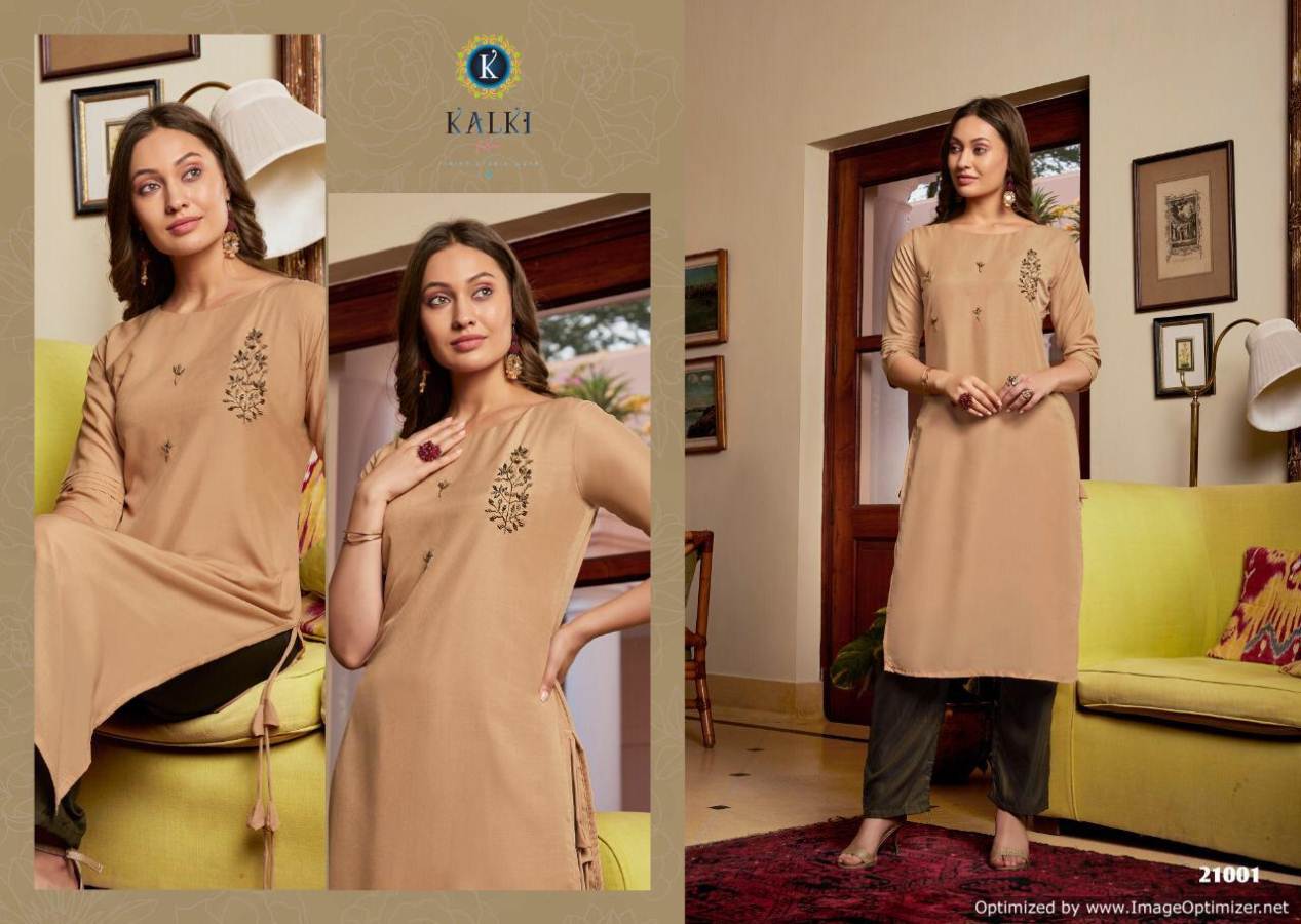 Kalki  Presents Sunheri 2 Pure Muslin Designer Kurtis With Bottom Collection