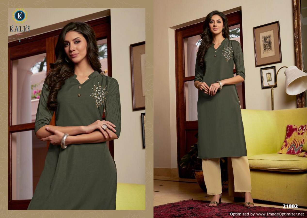 Kalki  Presents Sunheri 2 Pure Muslin Designer Kurtis With Bottom Collection