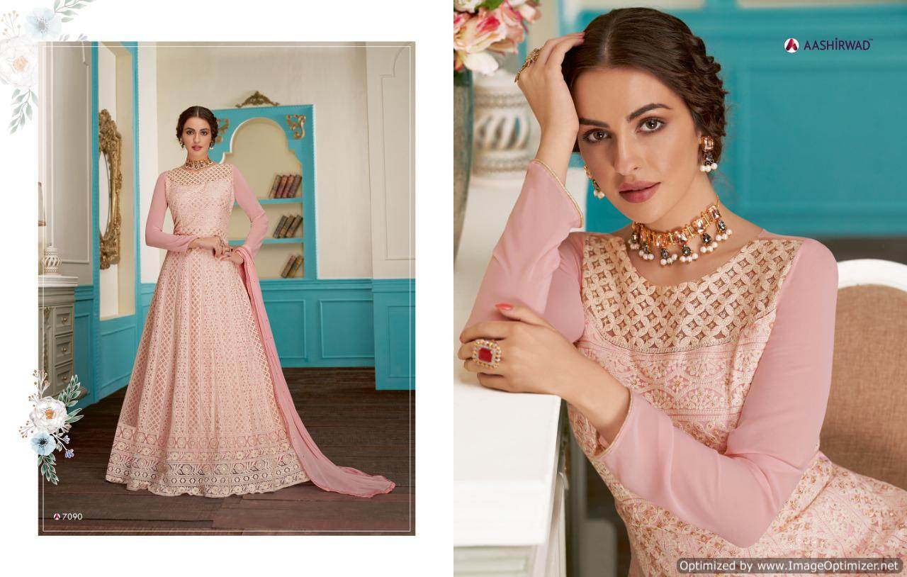 Aashirwad By Anushka Real Georgette Lakhnavi Special Collection