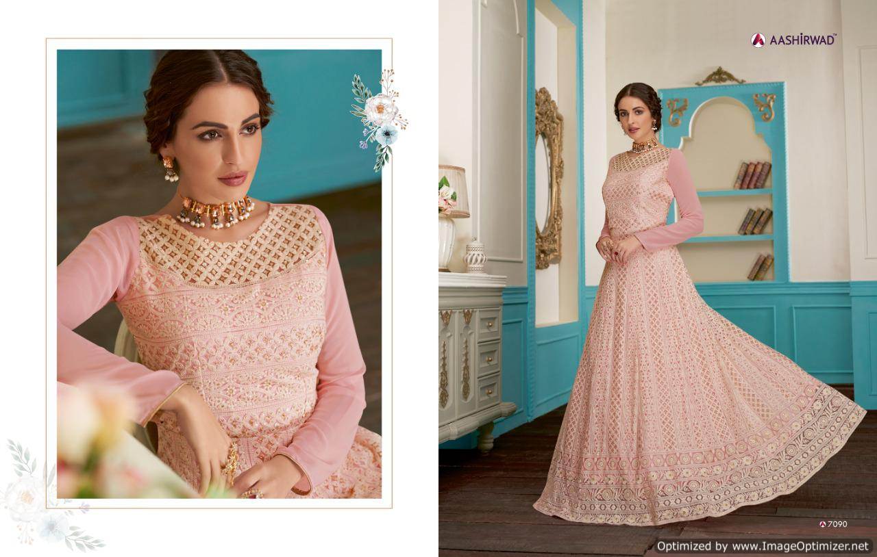 Aashirwad By Anushka Real Georgette Lakhnavi Special Collection