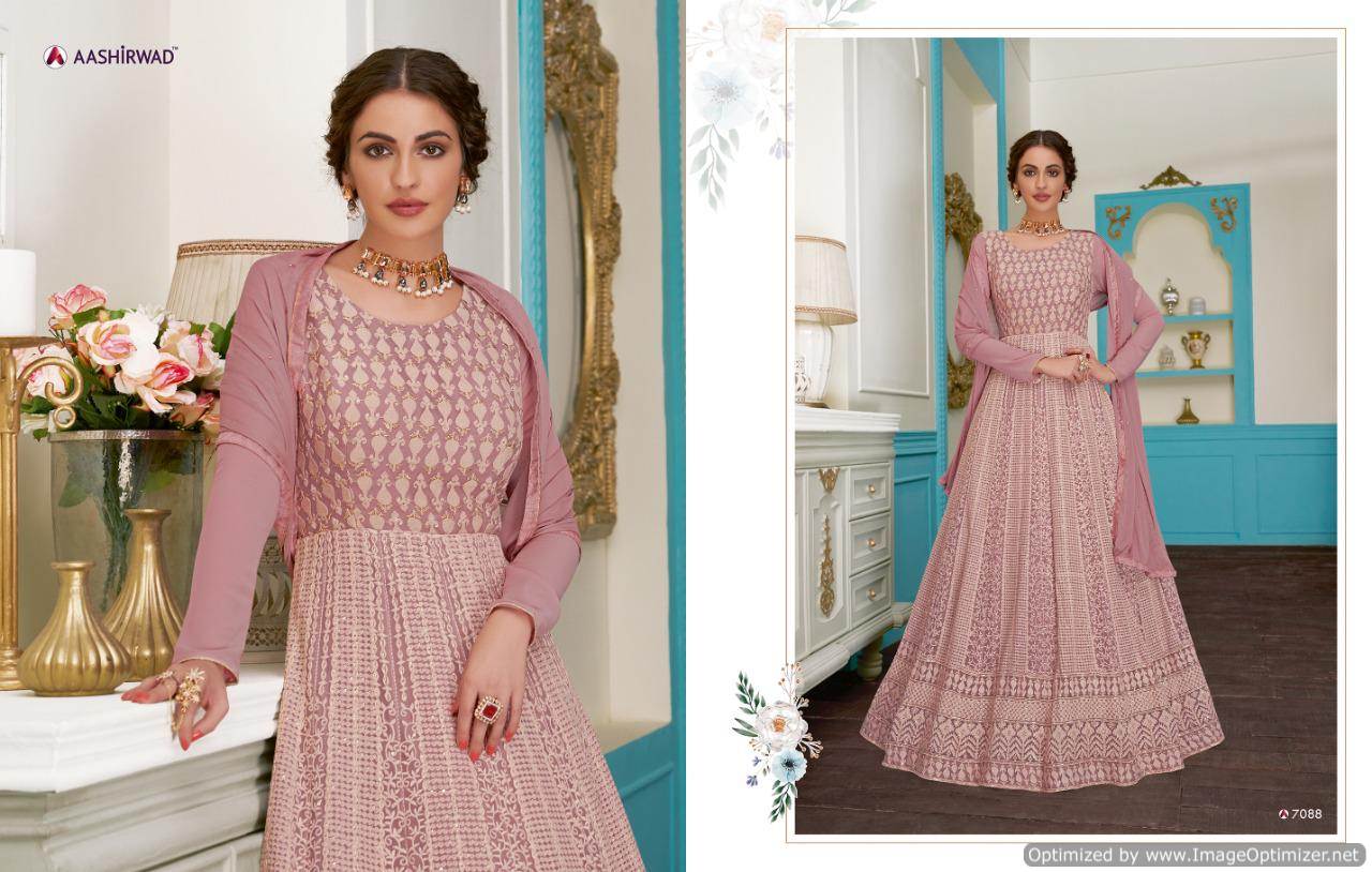 Aashirwad By Anushka Real Georgette Lakhnavi Special Collection