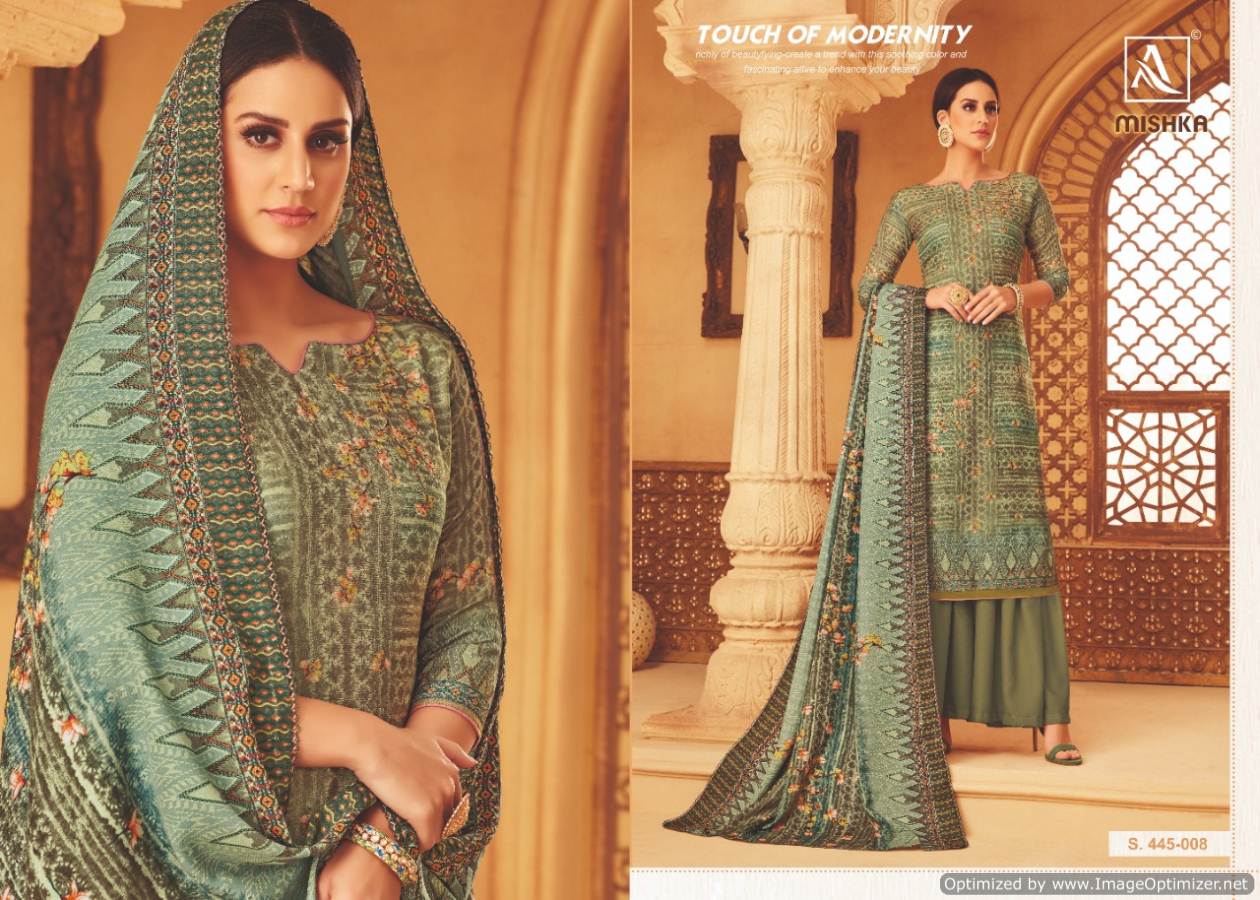 Alok By Mishka Pure Wool Pashmina Designer Dress Material