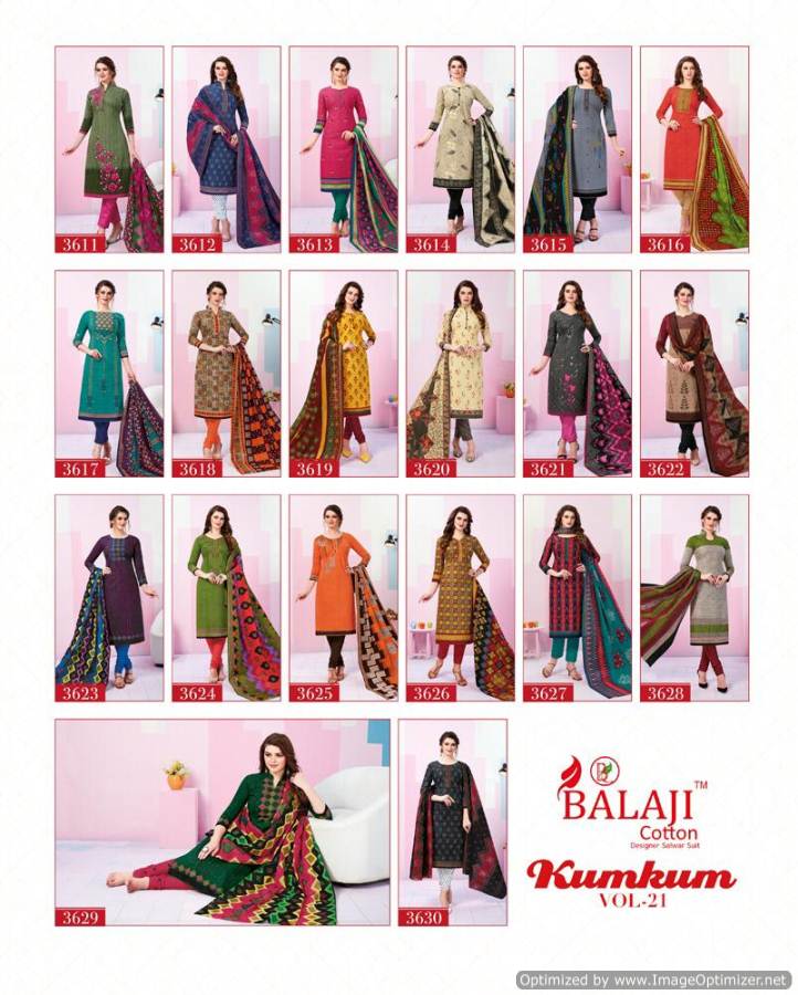 Balaji Present Kumkum Vol 21 Heavy Printed Cotton Dress Material