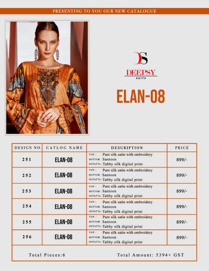 Deepsy By Elan Silk Vol 8 Designer Pakistani Suits Collection