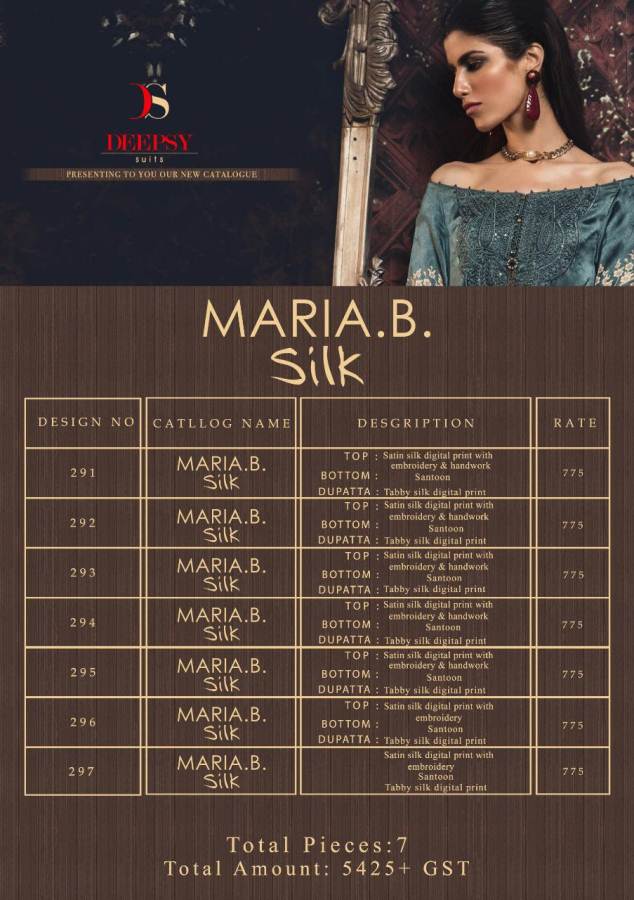 Deepsy Present Maria B Silk Designer Pakistani Salwar Suits