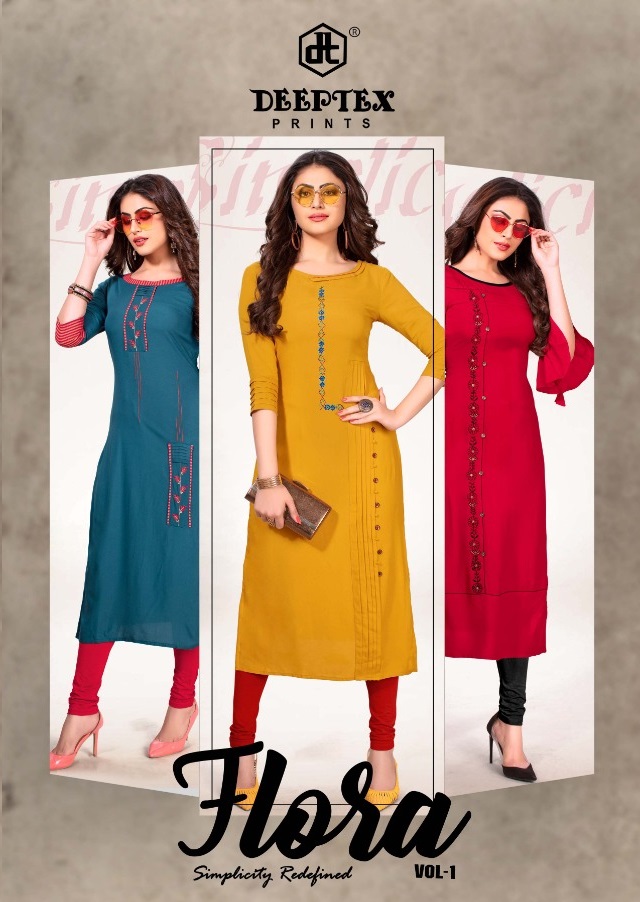 Deeptex By Flora Vol 1 Heavy Rayon Running Wear Kurtis Catalogue