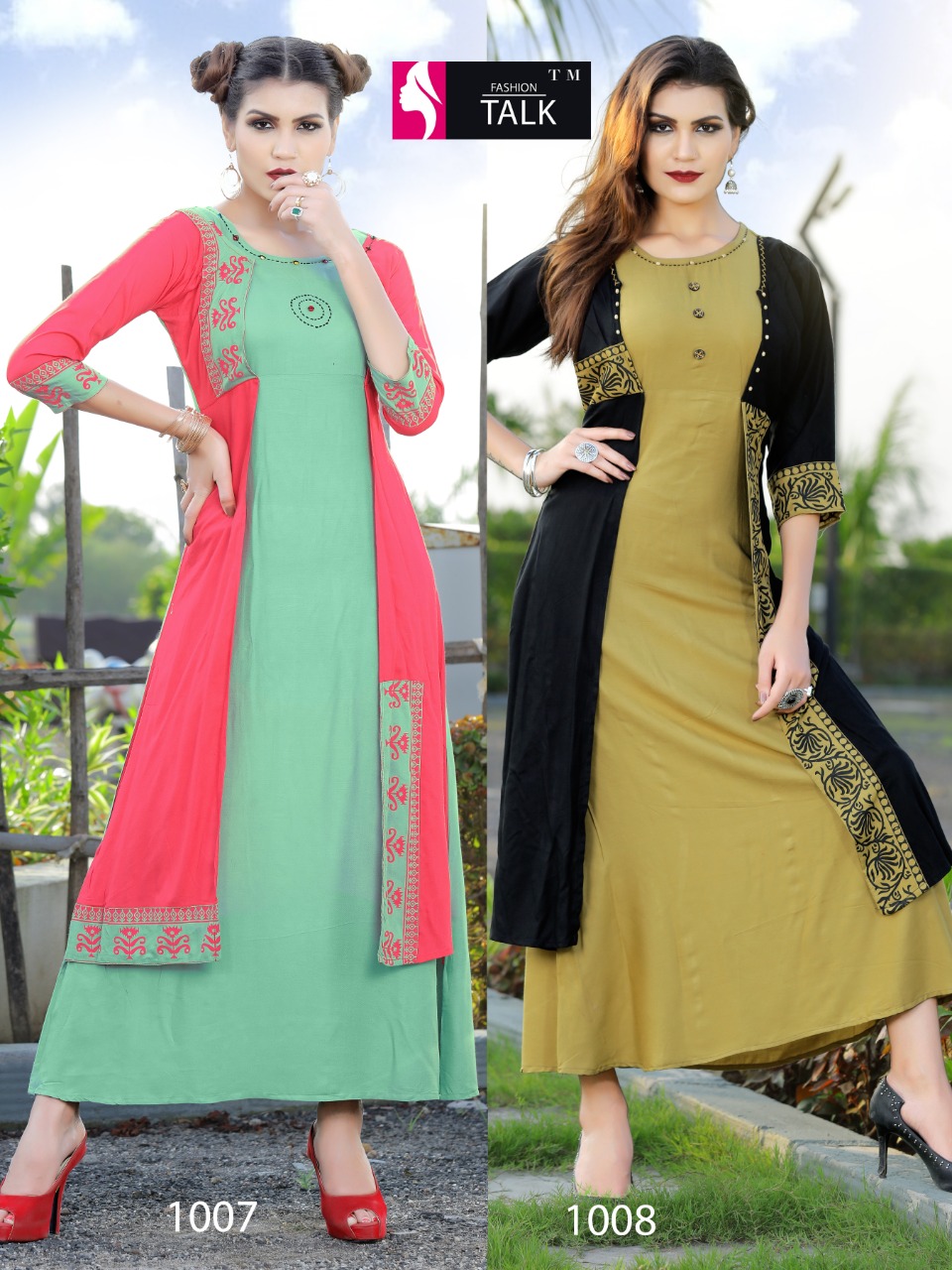 Ft By Dream Girl Heavy Rayon Kurti With Attached Koti Catalogue