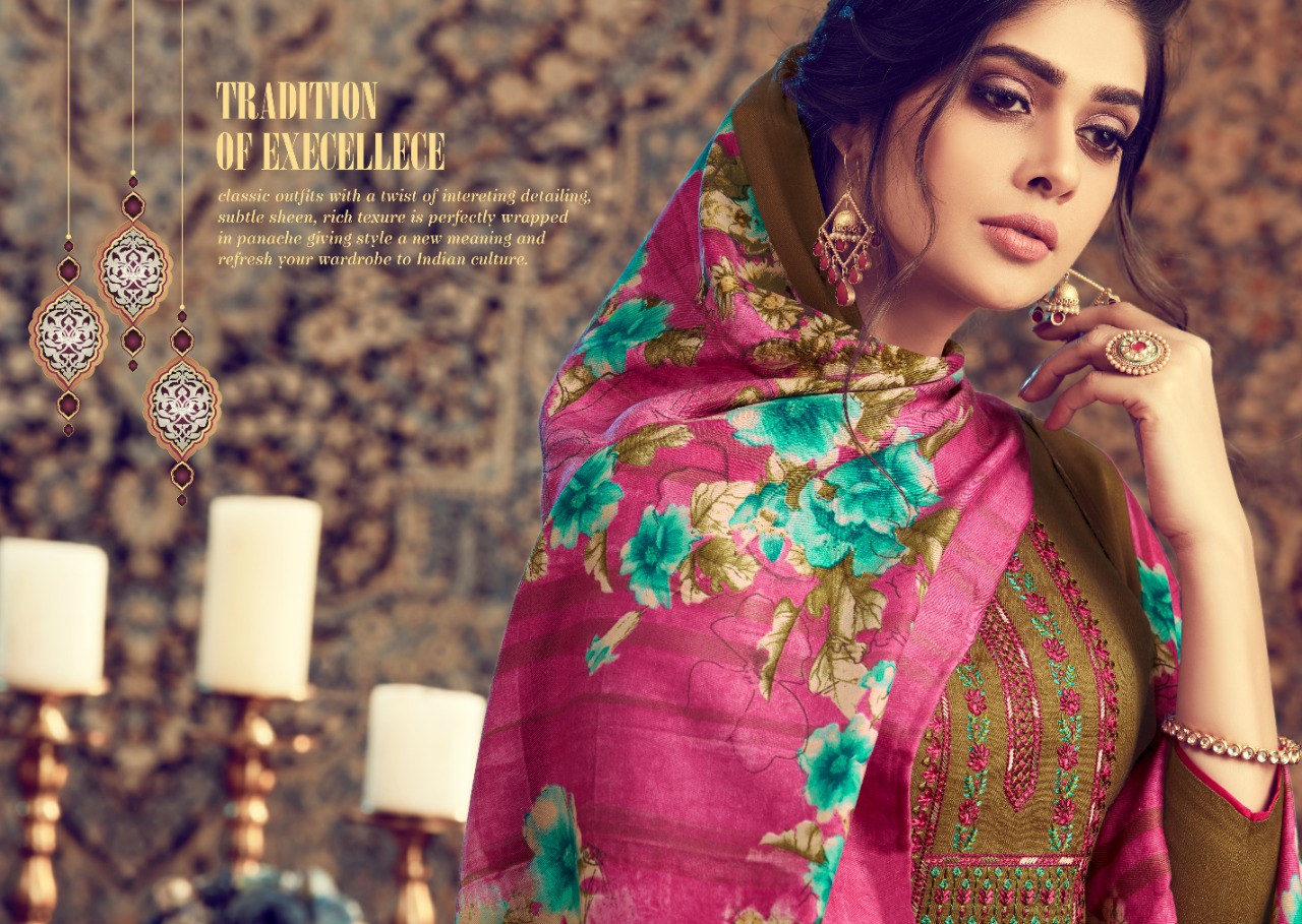 Fluence Pure Pashmina Winter Collection Of Dress Material.