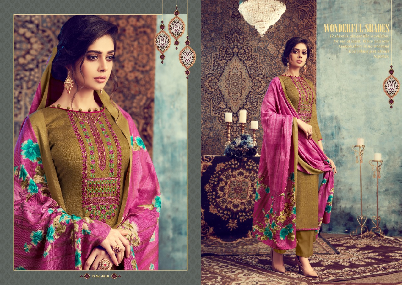 Fluence Pure Pashmina Winter Collection Of Dress Material.