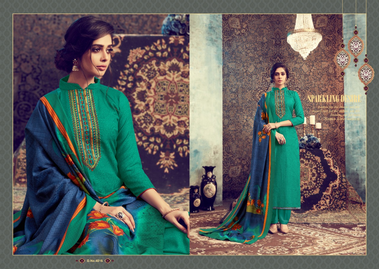 Fluence Pure Pashmina Winter Collection Of Dress Material.