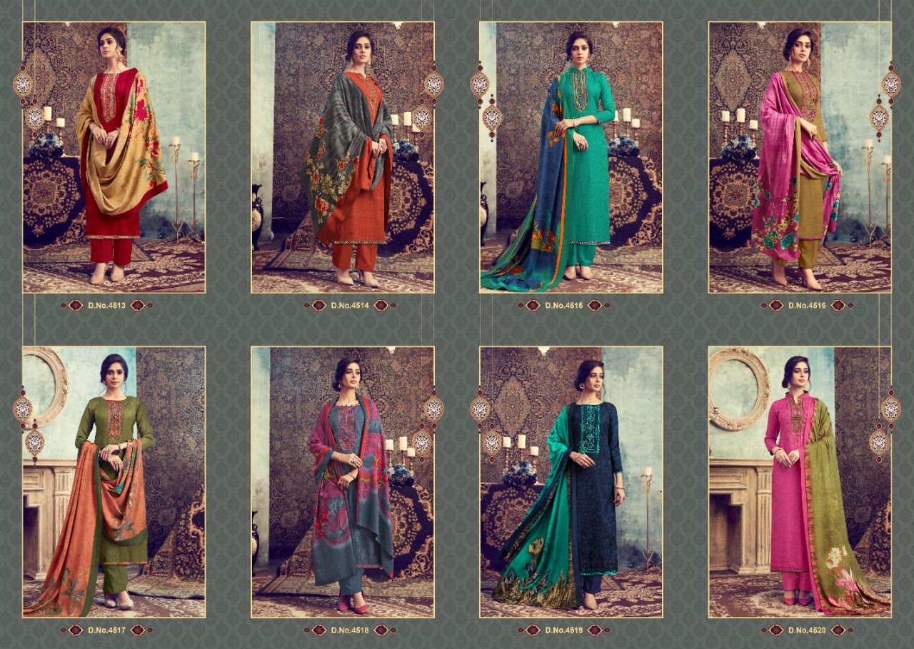 Fluence Pure Pashmina Winter Collection Of Dress Material.