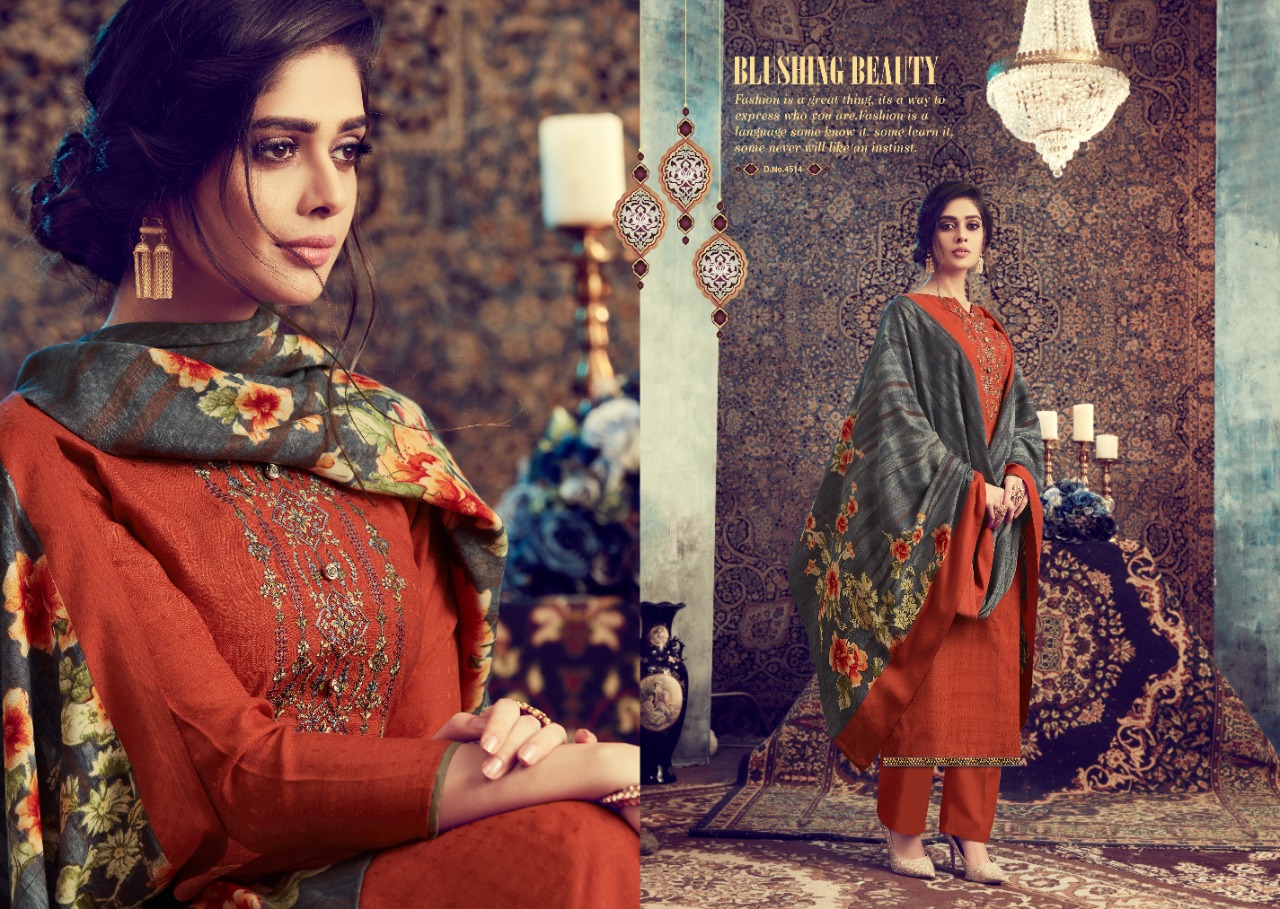 Fluence Pure Pashmina Winter Collection Of Dress Material.