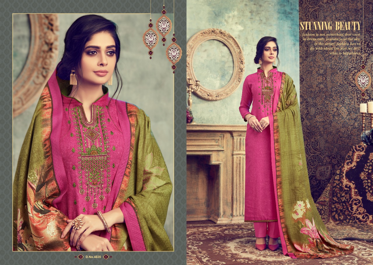 Fluence Pure Pashmina Winter Collection Of Dress Material.