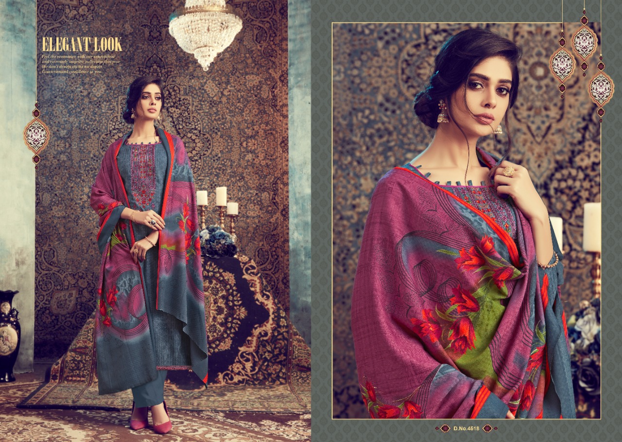 Fluence Pure Pashmina Winter Collection Of Dress Material.