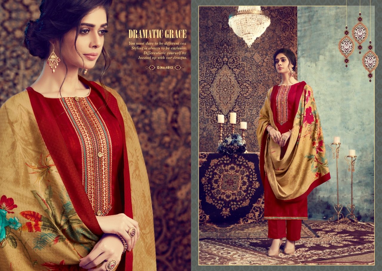 Fluence Pure Pashmina Winter Collection Of Dress Material.