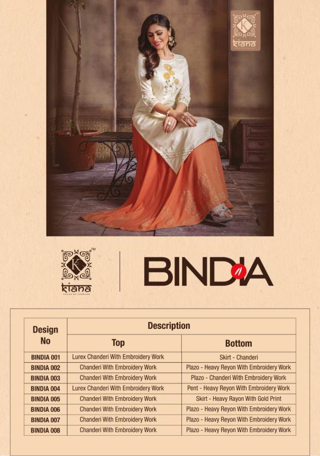 Kiana Present Bindiya Designer Rich Look Kurti With Bottom