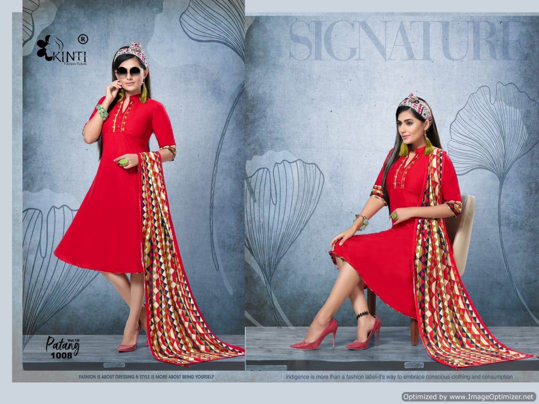 Kinti By Patang Vol 10 Kurti With Printed Stroll Collection.
